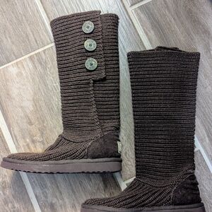 UGGS  Brown Knit Button Boots